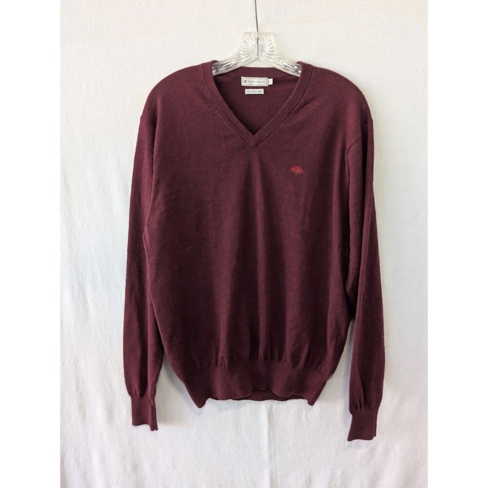 Peter Millar V-Neck Merino Wool Sweater Maroon Men's Size Medium